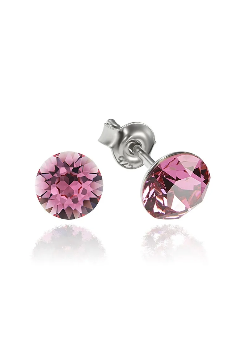 Cercei Argint 925 placat cu rodiu cu cristale Swarovski® Xirius Rose 6mm Surub