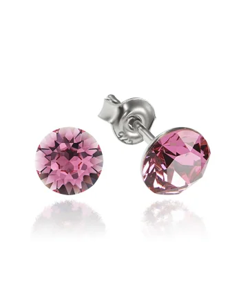 Cercei Argint 925 placat cu rodiu cu cristale Swarovski® Xirius Rose 6mm Surub