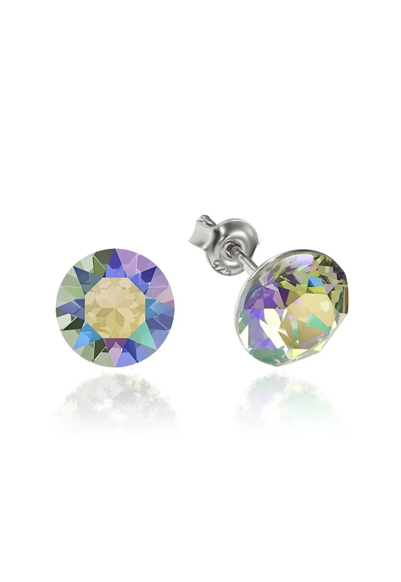 Cercei Argint 925 placat cu rodiu cu cristale Swarovski® Xirius 8mm, Multicolor