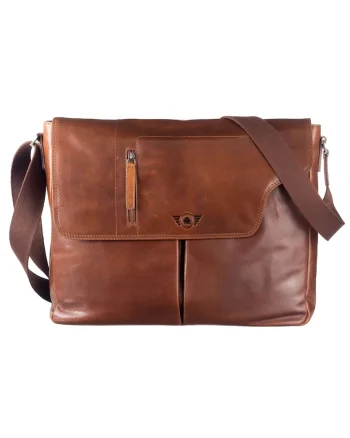 Geanta umar unisex piele naturala maro 40 x 32 cm, Waxy Vintage,