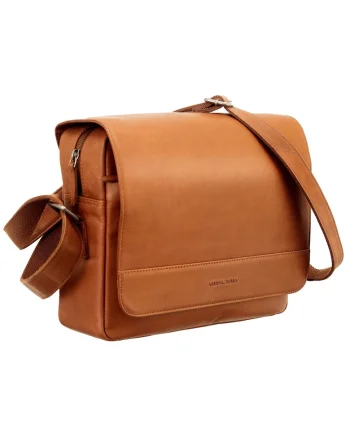 Geantă de umăr femei,  FIORENTINA, piele naturală coniac, 1 compartiment, dimensiuni 33x26cm