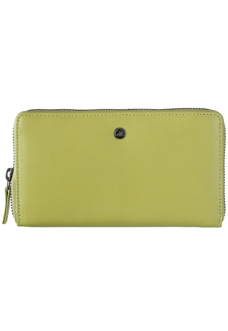 Portofel dama piele naturala 19 x 10.5 x 3, Spongy Nappa, Greenbudwqfqdrry, Verde, 19 x 10.5 x 3 cm