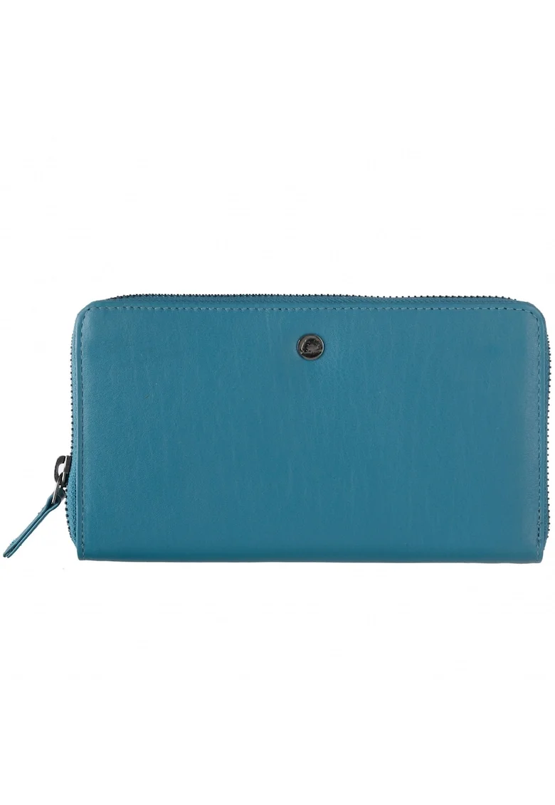 Portofel dama piele naturala 19 x 10.5 x 3, Spongy Nappa, Greenbudwqfqdrry, Albastru petrol, 19 x 10.5 x 3 cm