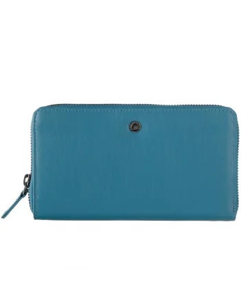 Portofel dama piele naturala 19 x 10.5 x 3, Spongy Nappa, Greenbudwqfqdrry, Albastru petrol, 19 x 10.5 x 3 cm