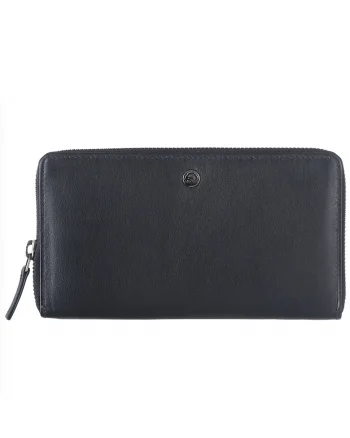 Portofel dama piele naturala 19 x 10.5 x 3, Spongy Nappa, Greenbudwqfqdrry, Negru, 19 x 10.5 x 3 cm