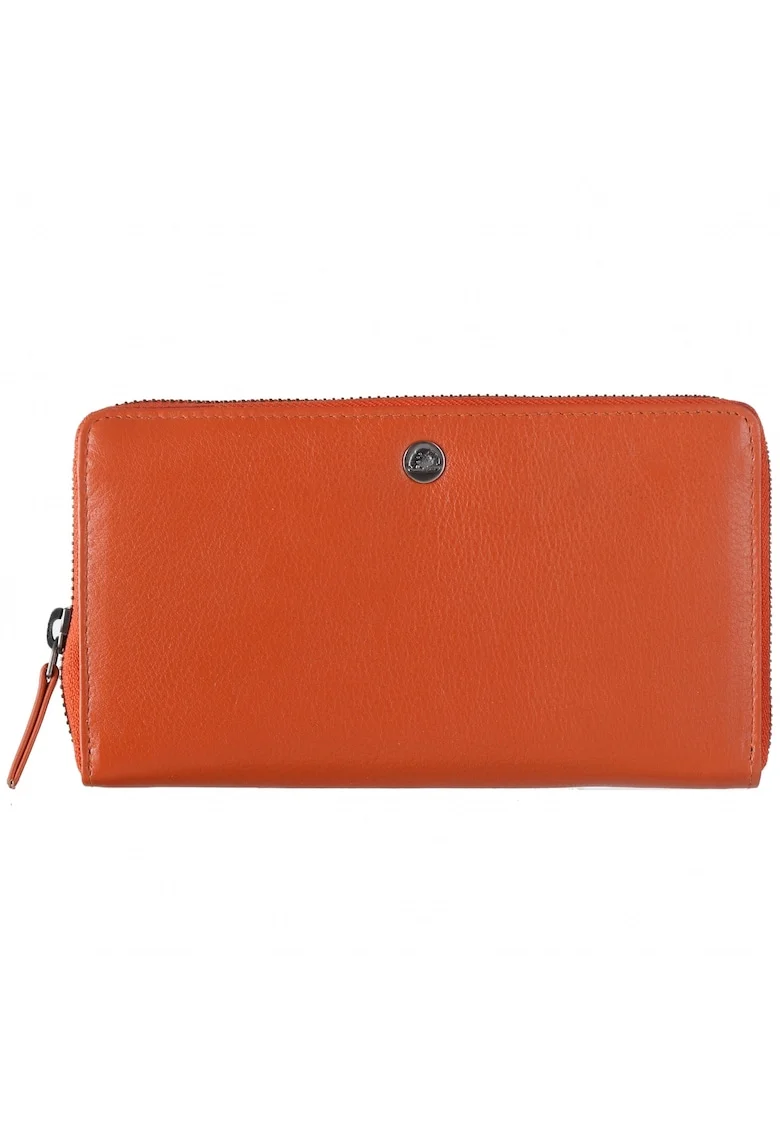 Portofel dama piele naturala 19 x 10.5 x 3, Spongy Nappa, Greenbudwqfqdrry, Portocaliu, 19 x 10.5 x 3 cm