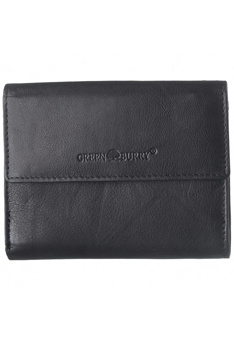 Portofel unisex piele naturala,  negru, 6 sloturi pentru carduri, 13x10x2.5cm