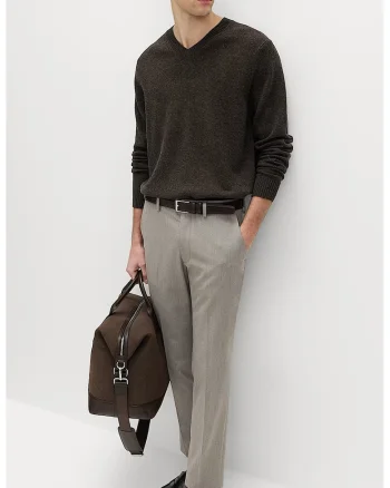 Pantaloni conici cu pensa, Gri melange
