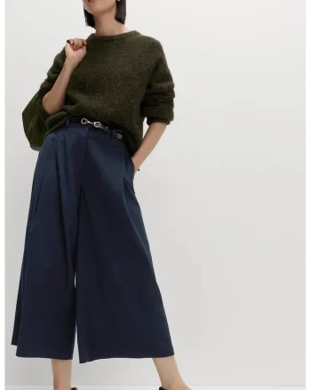 Pantaloni crop cu croiala ampla, Albastru ultramarin