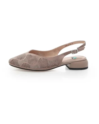 Pantofi Decupati  2601504 din piele naturala Taupe, Maro