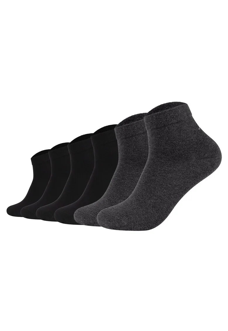 Set de sosete scurte unisex Premium Essential - 6 perechi, Negru/Gri antracit