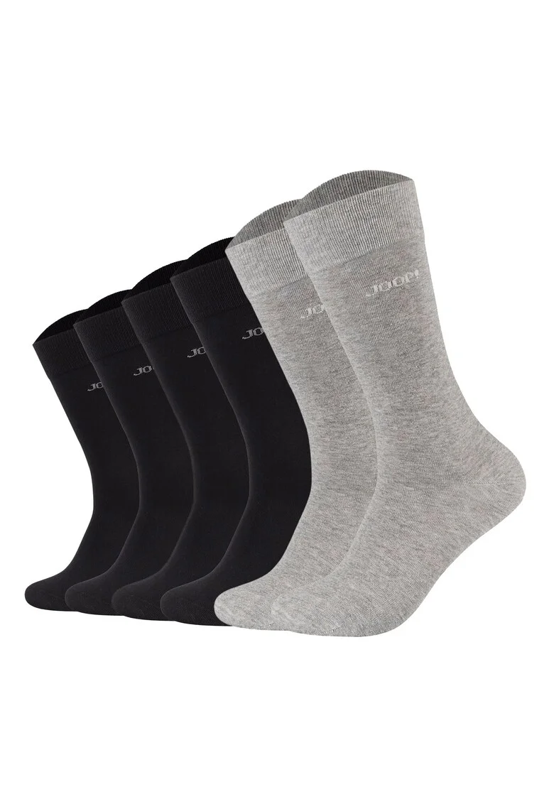 Set de sosete lungi unisex Premium Essential- 6 perechi, Negru/Gri deschis/Albastru