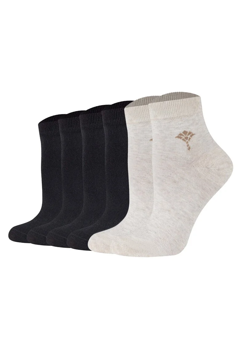 Set de sosete scurte din amestec de bumbac organic- 6 perechi, Negru/Bej