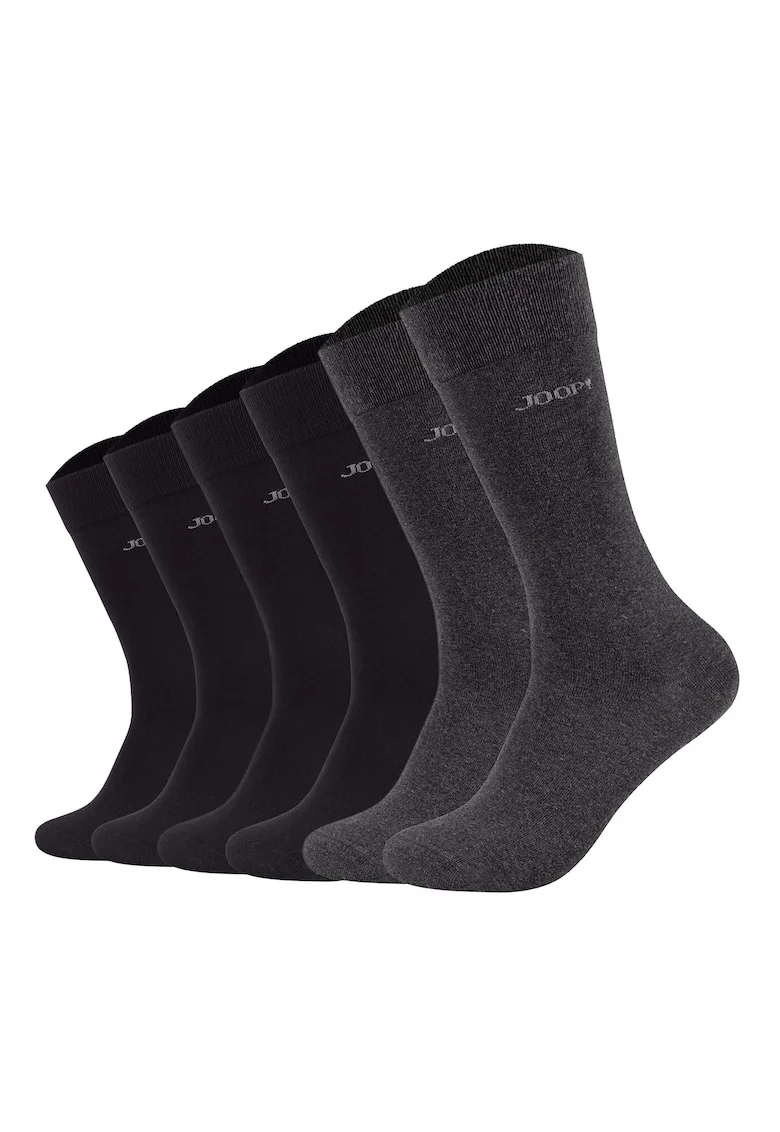 Set de sosete lungi unisex Premium Essential- 6 perechi, Negru/Gri antracit