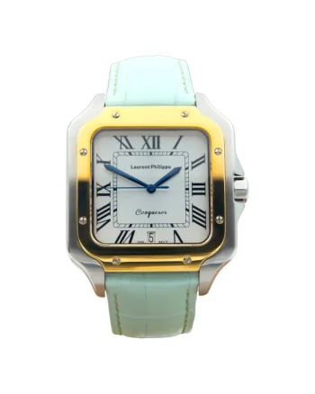 Ceas  Conqueror Imperial Topaz, inox, cadran nude mint, brățară din piele naturală