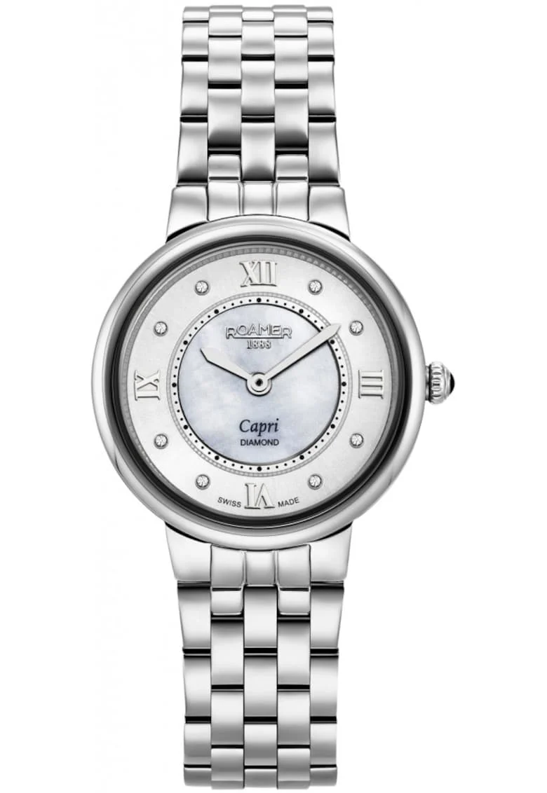 Ceas de dama  859845, 41 29 50, argintiu clasic cu diamante