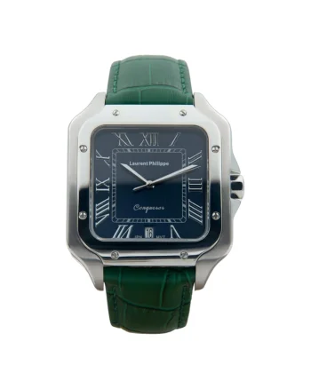 Ceas bărbați  Conqueror Burmese Blue, cadran albastru, curea verde smarald, inox, mecanism quartz