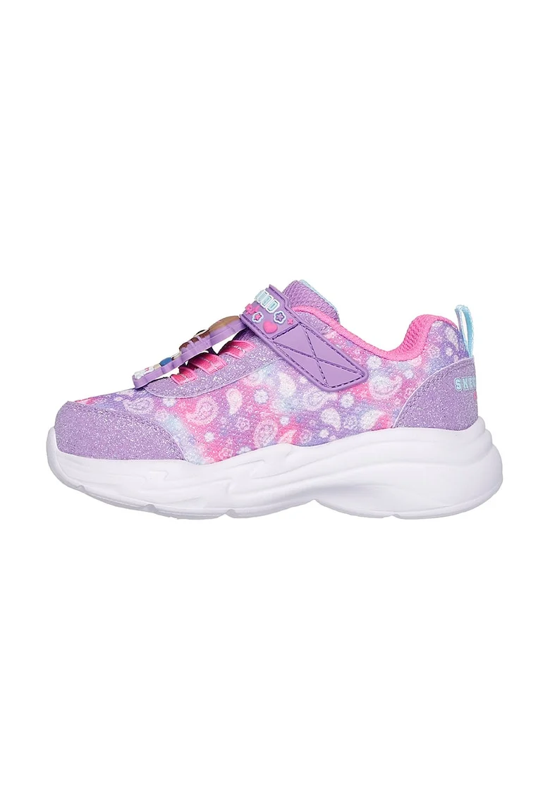 Pantofi sport demi-wedge cu aspect stralucitor Snuggle, Albastru lavanda