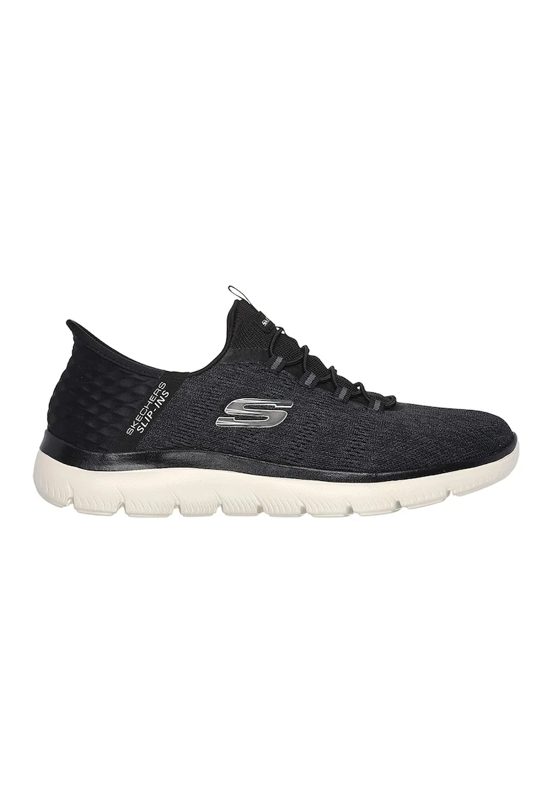Pantofi sport de plasa cu logo, Negru/Gri carbune