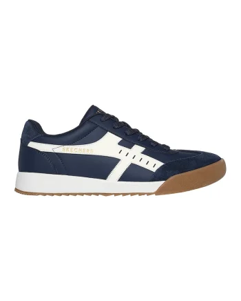 Pantofi sport de piele ecologica cu garnituri de piele intoarsa Zinger, Alb/Albastru inchis