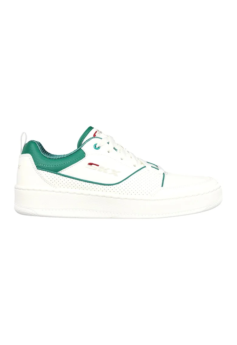 Pantofi sport de piele ecologica cu perforatii Court 92 - Ottoman, Alb/Verde