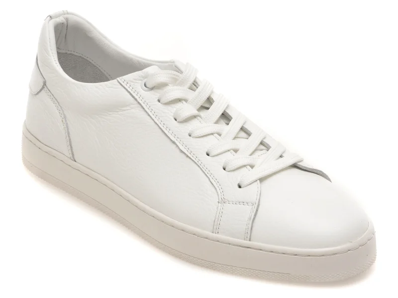 Pantofi sport BITE THE BULLET albi, HRZ09, din piele naturala