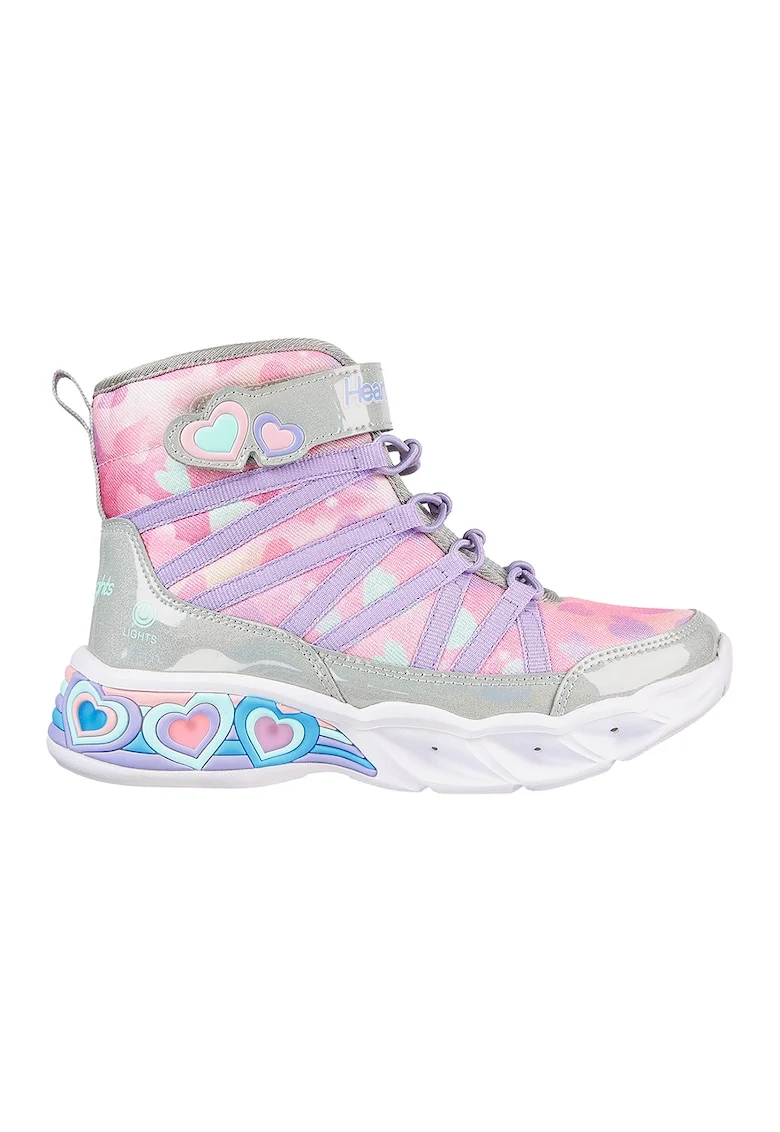 Pantofi sport inalti cu lumini led Sweetheart Lights - Let's Shine, Lila/Roz/Argintiu