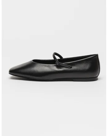 Balerini Mary Jane de piele, Negru