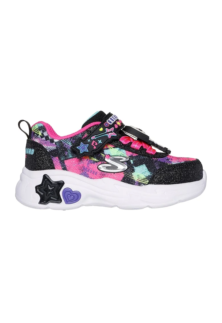 Pantofi sport demi-wedge cu aspect stralucitor Snuggle, Negru/Multicolor