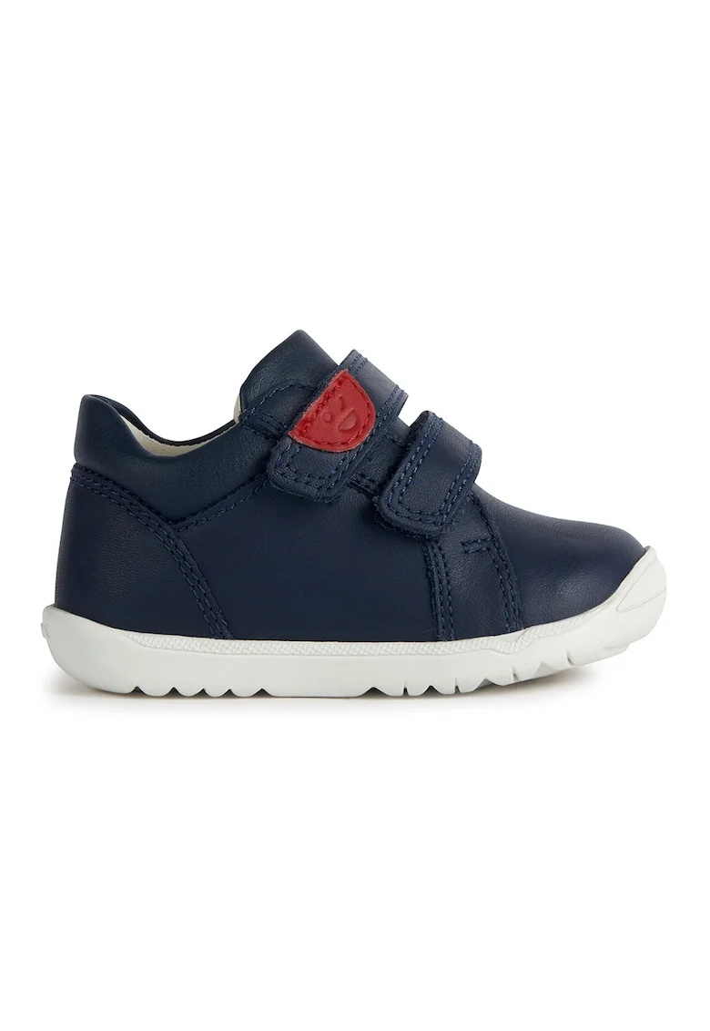 Pantofi sport de piele si piele ecologica cu velcro, Rosu/Bleumarin