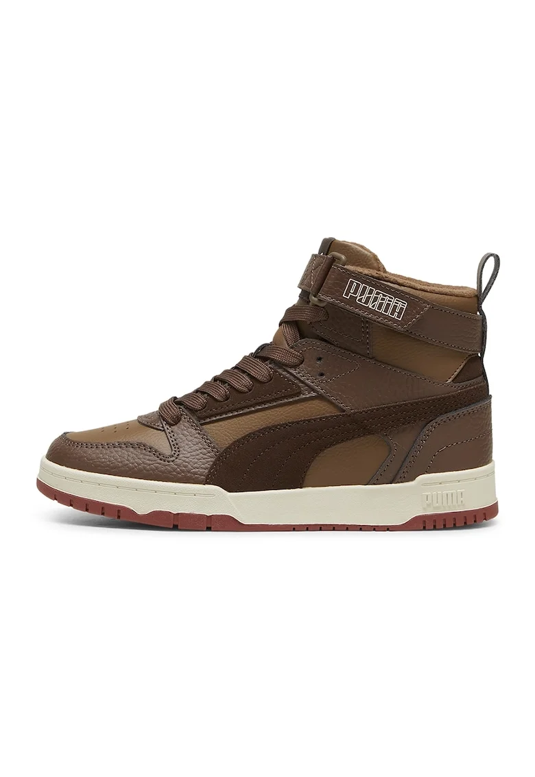 Pantofi sport mid-high de piele si piele ecologica RBD Game, Maro