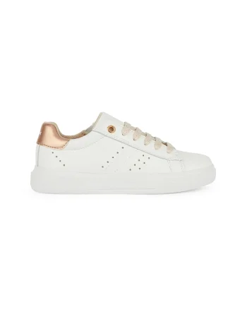 Pantofi sport din piele si piele ecologica, Alb/Auriu rose