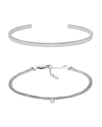 Set de bratari din otel inoxidabil - 2 Piese, Argintiu