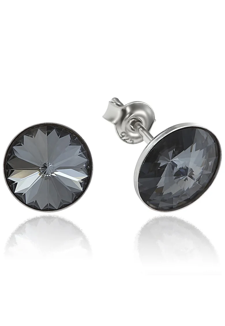 Cercei Argint 925 placat cu rodiu cu cristale Swarovski® Rivoli 8mm, Gri