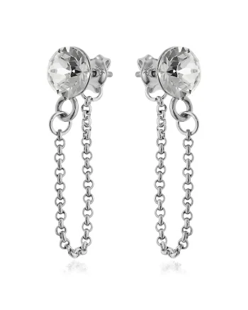 Cercei Argint 925 placat cu rodiu cu cristale Swarovski® Xirius Chain, Alb