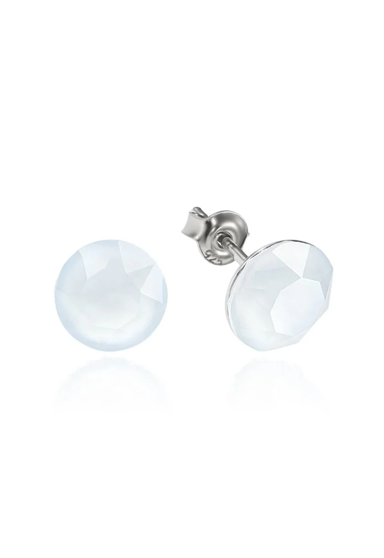 Cercei Argint 925 placat cu rodiu cu cristale Swarovski® Xirius 8mm, Albastru prafuit
