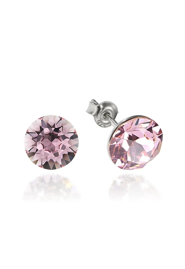 Cercei Argint 925 placat cu rodiu cu cristale Swarovski® Xirius Light Rose 8mm Surub