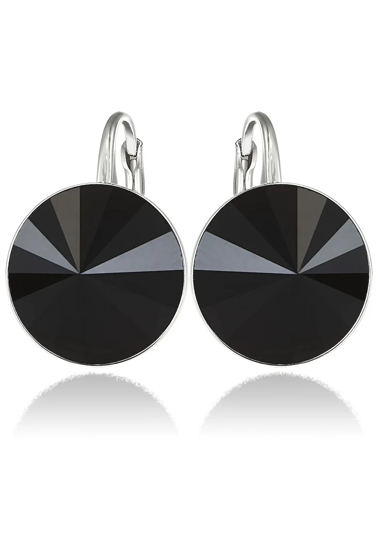 Cercei Argint 925 placat cu rodiu cu cristale Swarovski® Rivoli 14mm, Negru