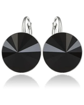 Cercei Argint 925 placat cu rodiu cu cristale Swarovski® Rivoli 14mm, Negru