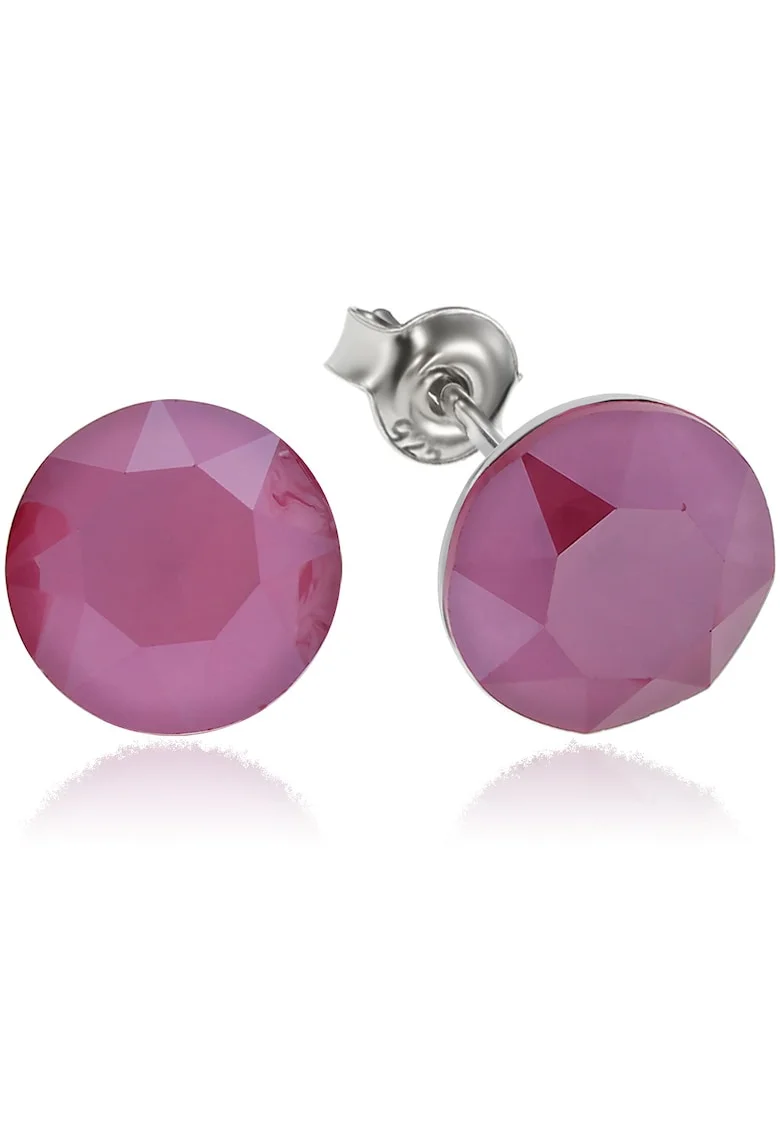Cercei Argint 925 placat cu rodiu cu cristale Swarovski® Xirius 8mm, Roz mat