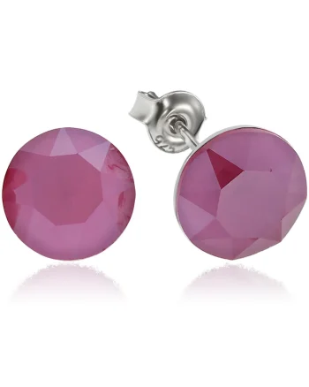 Cercei Argint 925 placat cu rodiu cu cristale Swarovski® Xirius 8mm, Roz mat