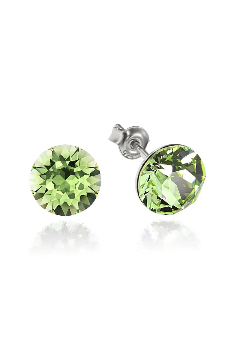Cercei Argint 925 placat cu rodiu cu cristale Swarovski® Xirius 8mm, Verde deschis