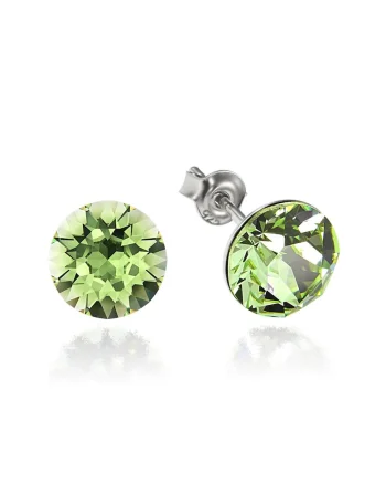 Cercei Argint 925 placat cu rodiu cu cristale Swarovski® Xirius 8mm, Verde deschis