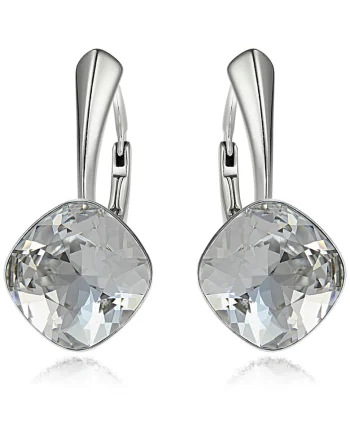 Cercei Argint 925 placat cu rodiu cu cristale® Princess Square 10mm, Alb