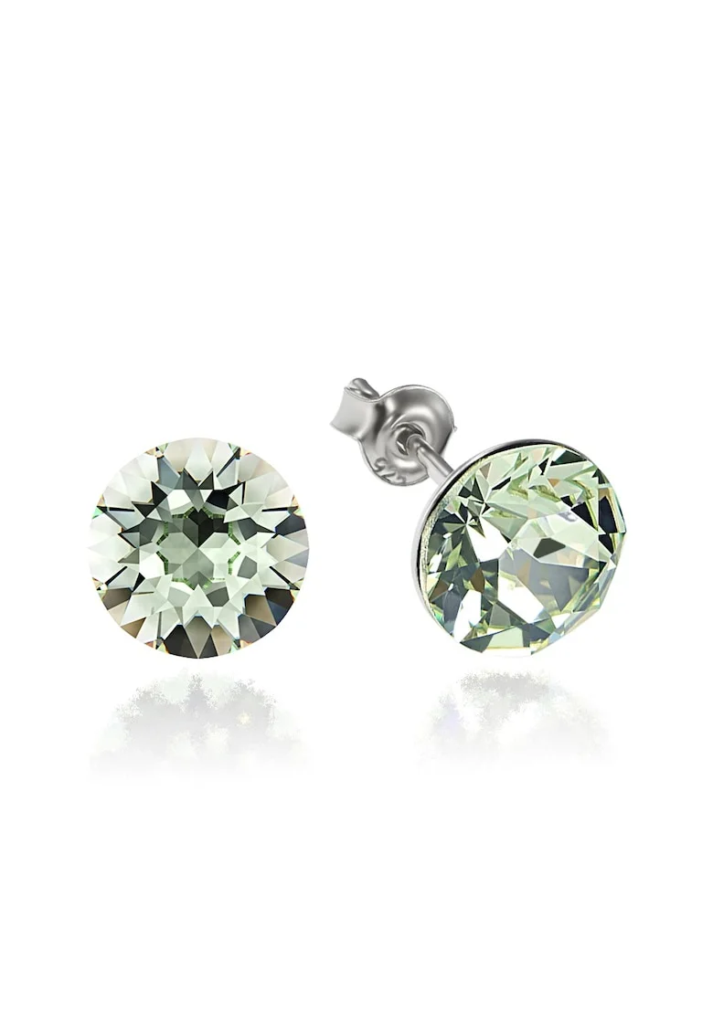 Cercei Argint 925 placat cu rodiu cu cristale Swarovski® Xirius 8mm, Verde pal