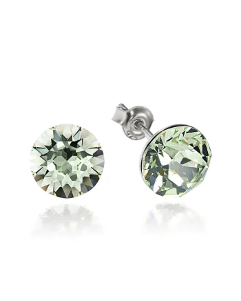 Cercei Argint 925 placat cu rodiu cu cristale Swarovski® Xirius 8mm, Verde pal