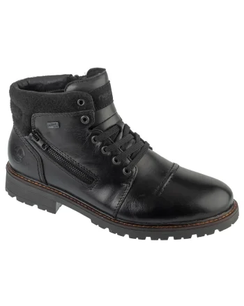 Pantofi Barbati,  Piele Naturala, Pentru Iarna, Tip Trzewik, Cu Siret, Captusiti, Negri, Negru