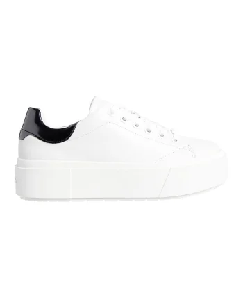 Pantofi sport flatform din piele, Alb/Negru
