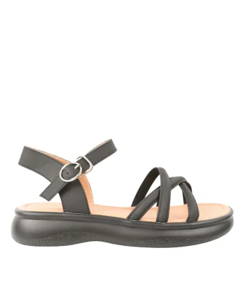 Sandale casual, dama,  802 negru, piele naturala, Negru