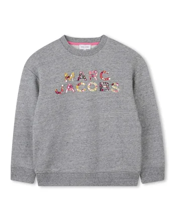 Bluza de trening din bumbac cu logo, Gri melange